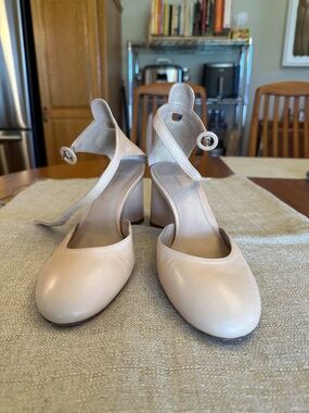 Stuart Weitzman Ankle Strap Nude Pump